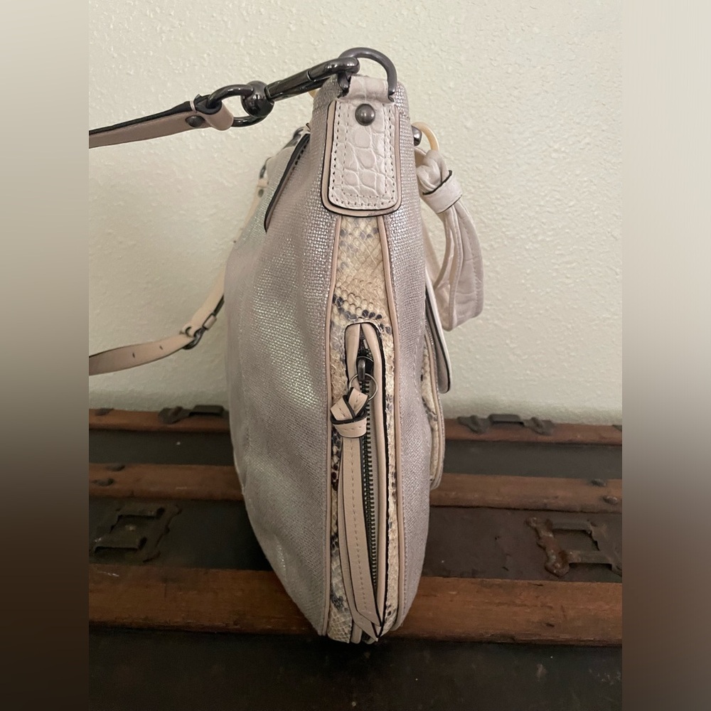 Coach Genuine Leather Python Embossed Linen Expan… - image 8